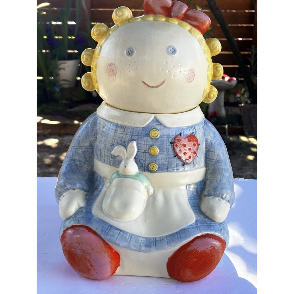 VTG Ceramic Cookie Jar Rag Doll “Sugar” Treasure Craft 1993  14x10 EUC USA